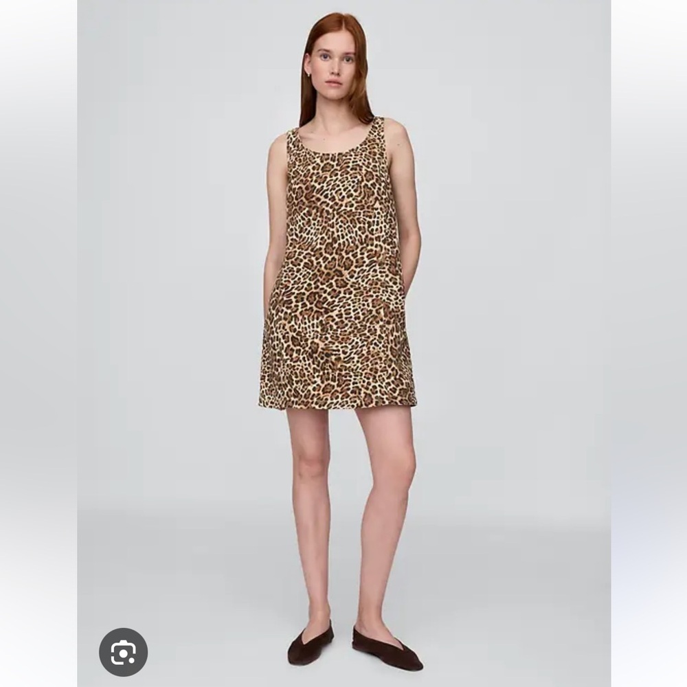 BNWOT GAP Ultrasoft Denim Leopard Mini Dress with pockets size XL